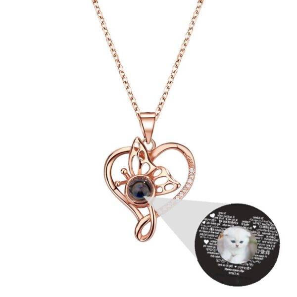 Butterfly Heart Projection Necklace