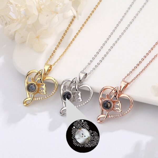 Butterfly Heart Projection Necklace - Image 3