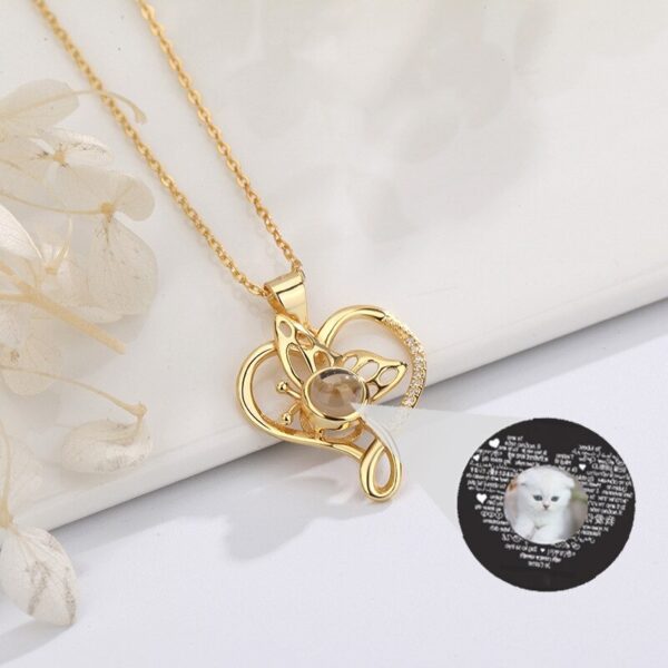 Butterfly Heart Projection Necklace - Image 2