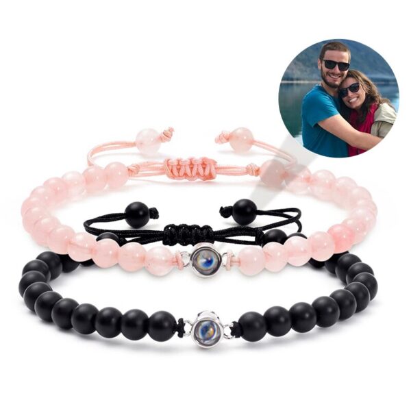 Personalized Natural Stone Couple Bracelet - Image 2