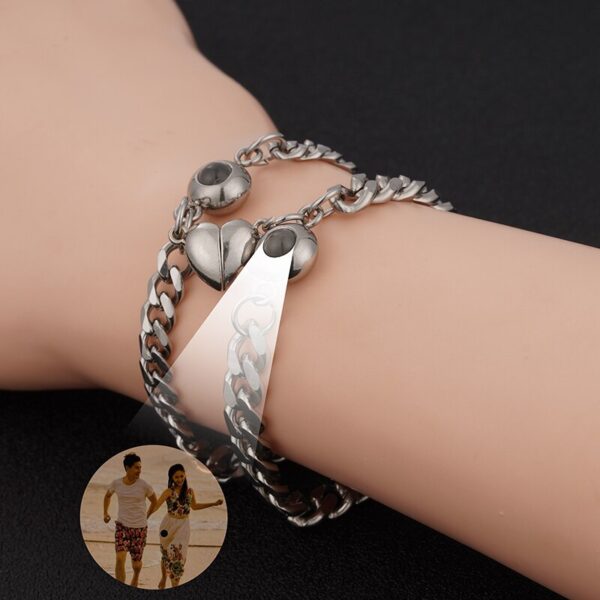 Heart shaped Couple Photo Projection Bracelet - Image 2